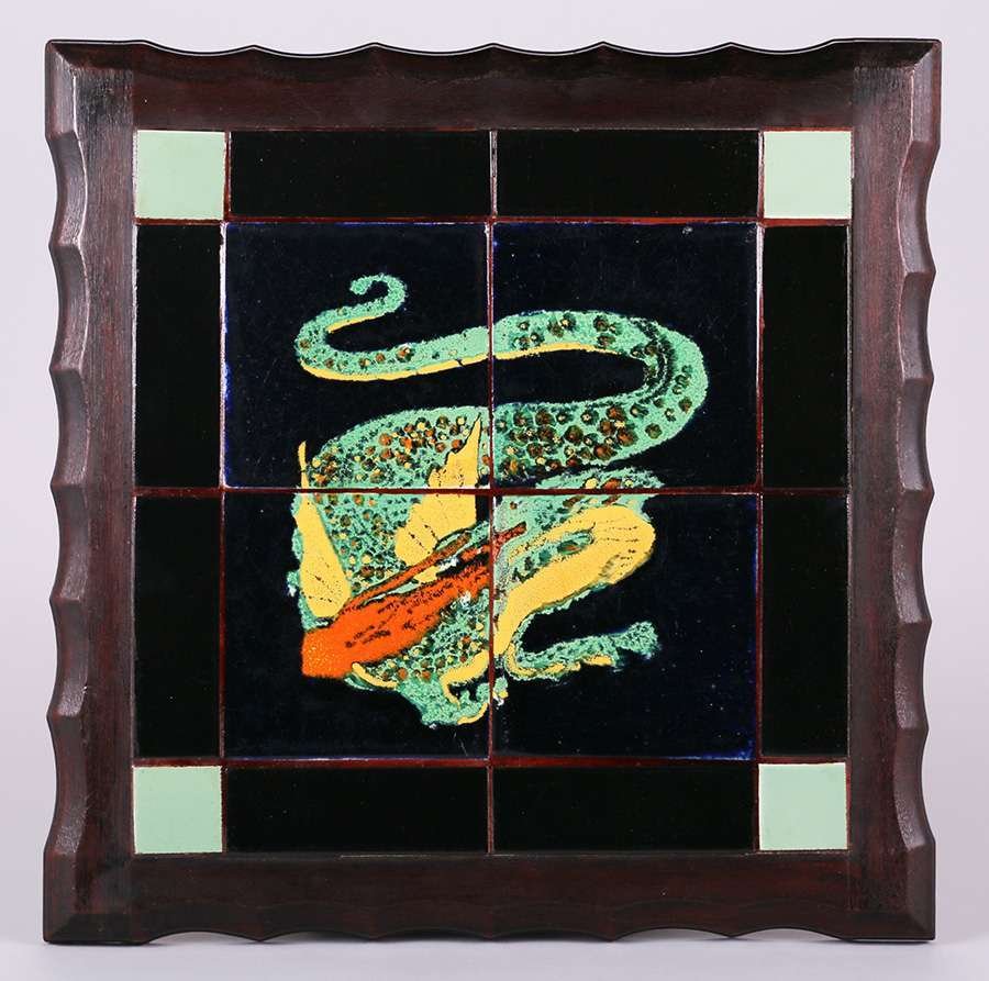 Taylor Tile Frieze of Stylized Dragon c1920s (1 of 3)