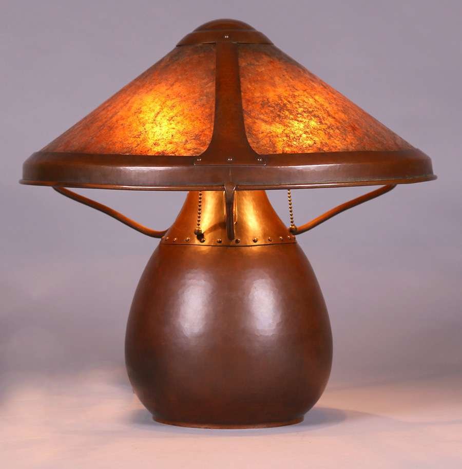 Dirk van Erp Hammered Copper & Mica Lamp c1914 (1 of 4)