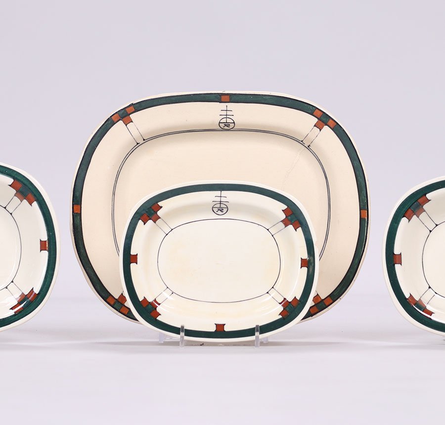 4 Roycroft Buffalo China Oval Plates c1920s (1 of 9)