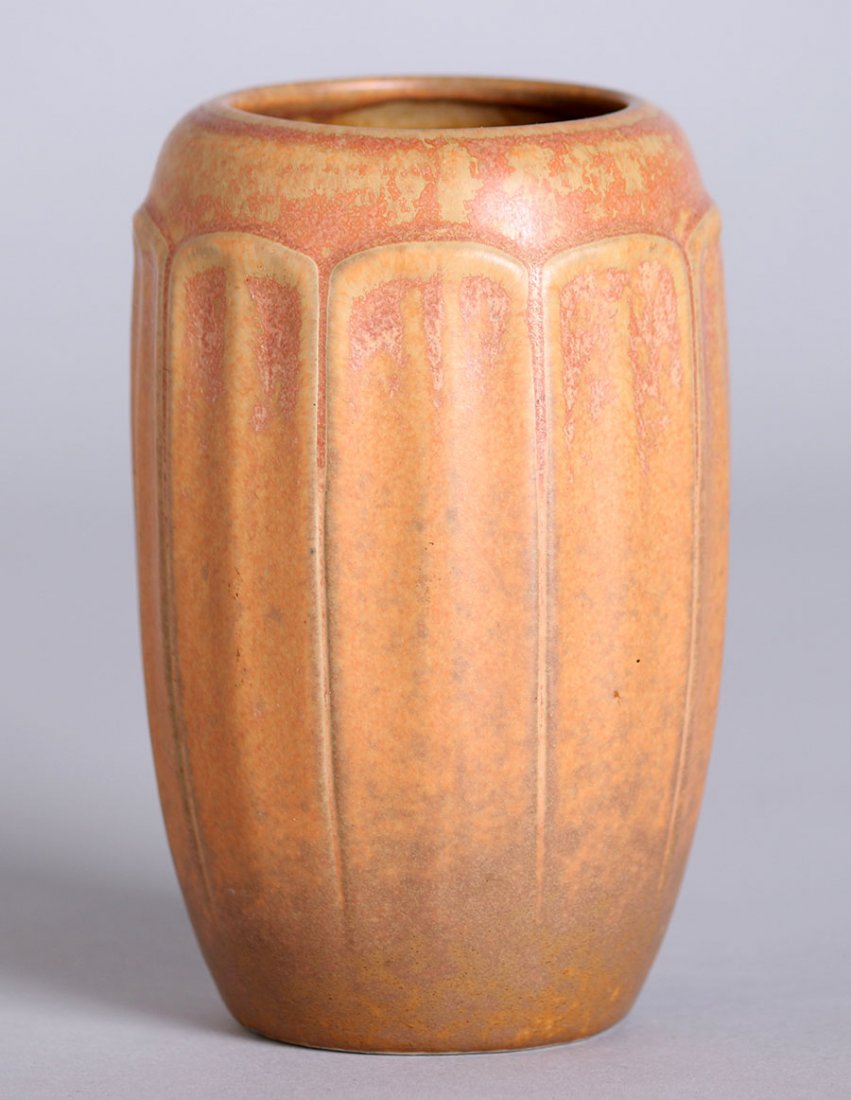 California Porcelain - Faience Ribbed Vase c1927-1929 (1 of 3)