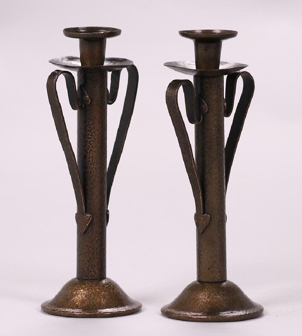 Onondaga Metal Shops Hammered Copper Candlesticks (1 of 2)