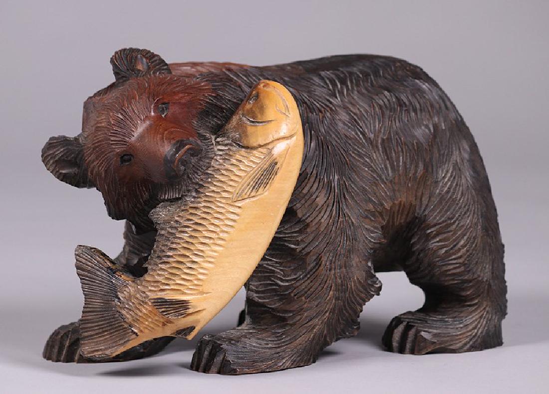 Japanese Arts & Crafts Hand Carved Bear from Hokkaido (1 of 3)