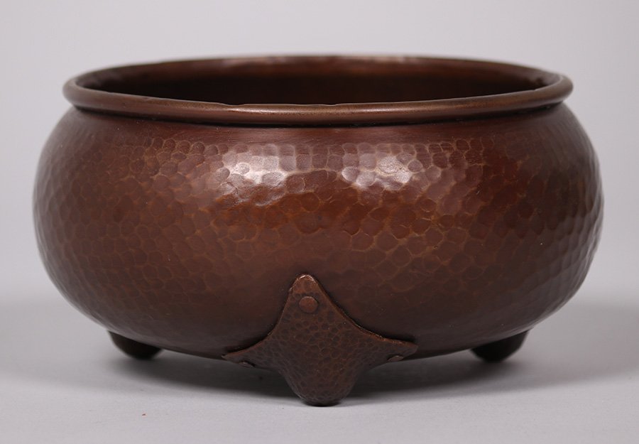 Gustav Stickley Hammered Copper Nut Bowl (1 of 3)