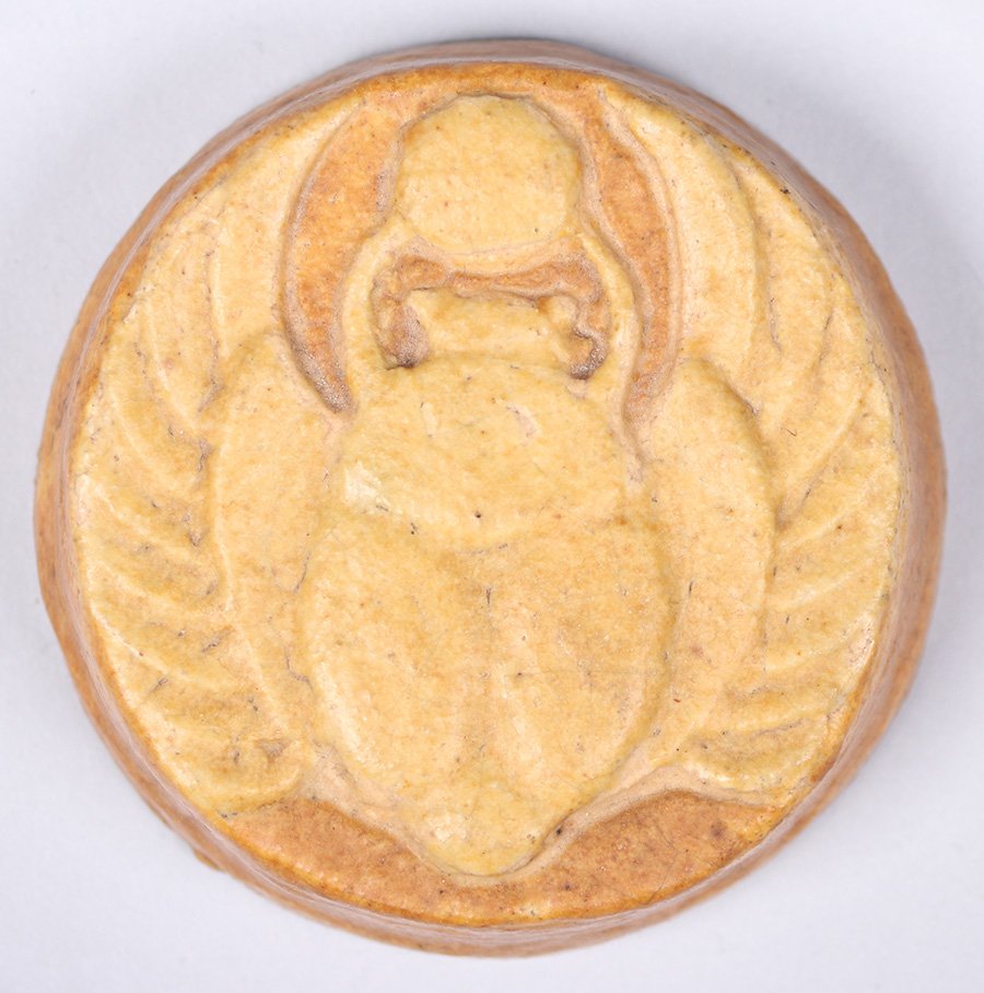 Grueby Matte Brown Circular Scarab Paperweight (1 of 2)