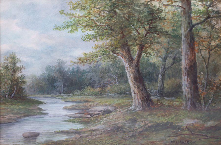 Landscape Watercolor with Oak Tree (1 of 3)