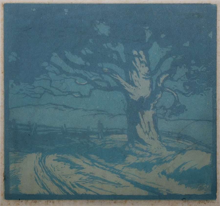 Ernest Watson Woodblock Print Oak Tree (1 of 4)