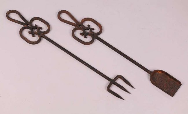 A&C Hand-Forged Iron Fireplace Tools c1905-1910 (1 of 1)