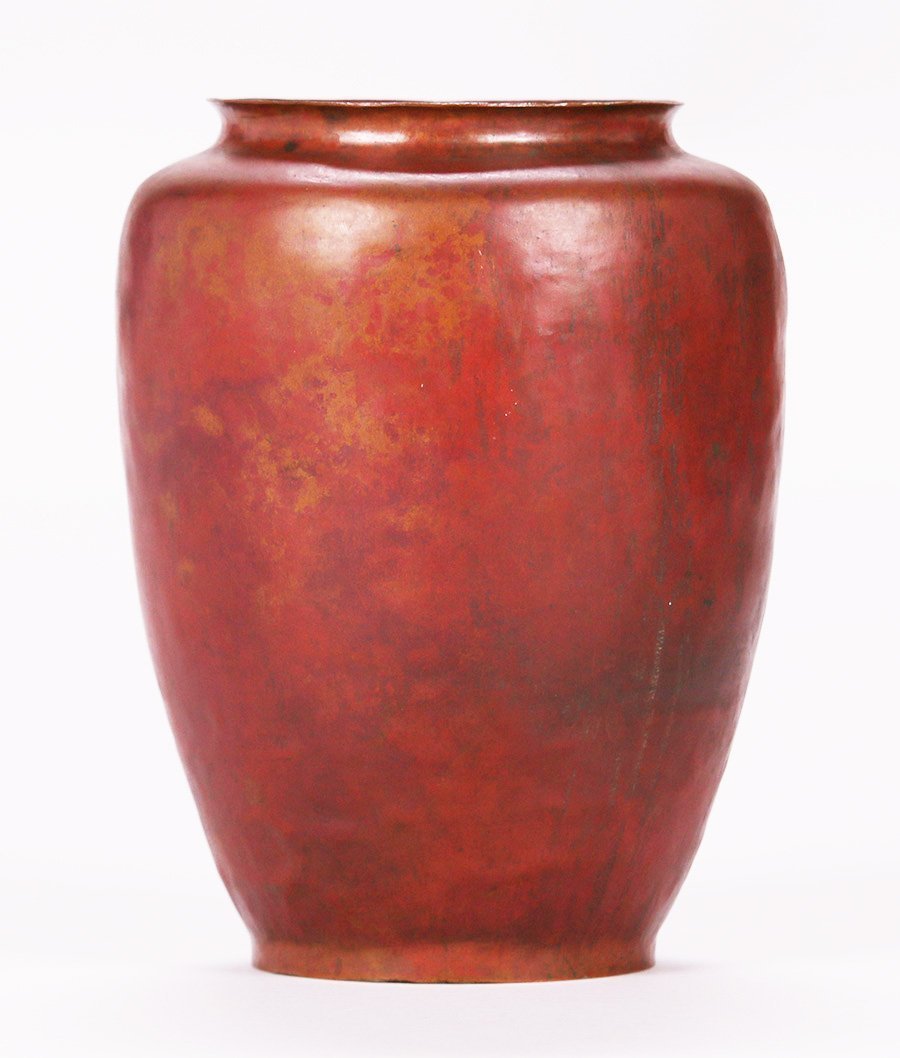 Dirk van Erp Hammered Copper Red Warty Vase (1 of 3)