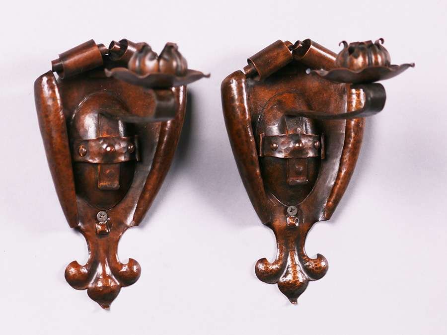 Benedict Studios Hammered Copper Candle Sconces (1 of 3)