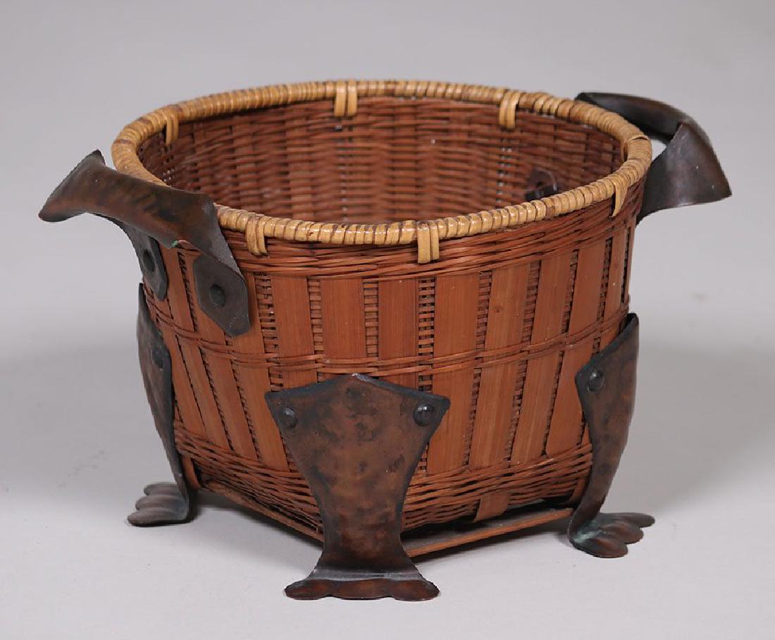 Dirk van Erp Hammered Copper on Japanese Basket (1 of 3)