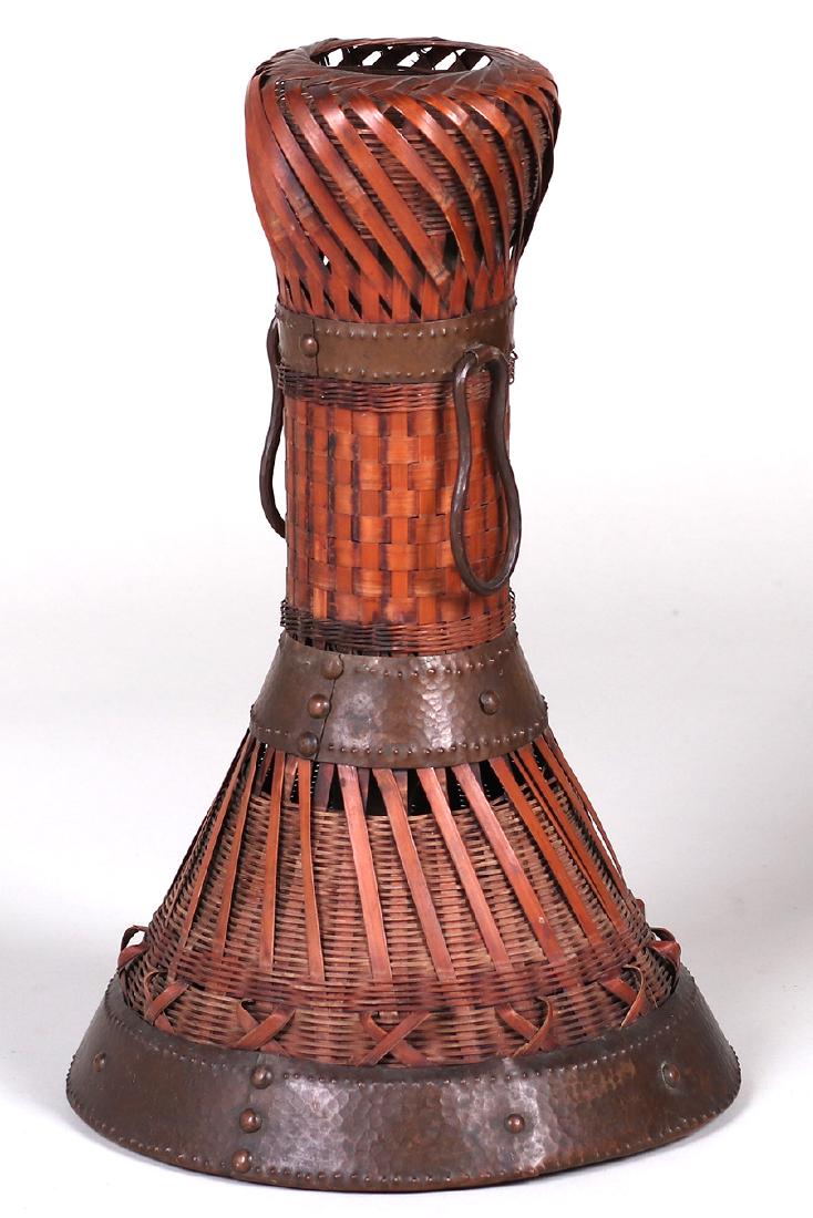 Dirk van Erp Hammered Copper Trim on a Japanese Basket (1 of 4)