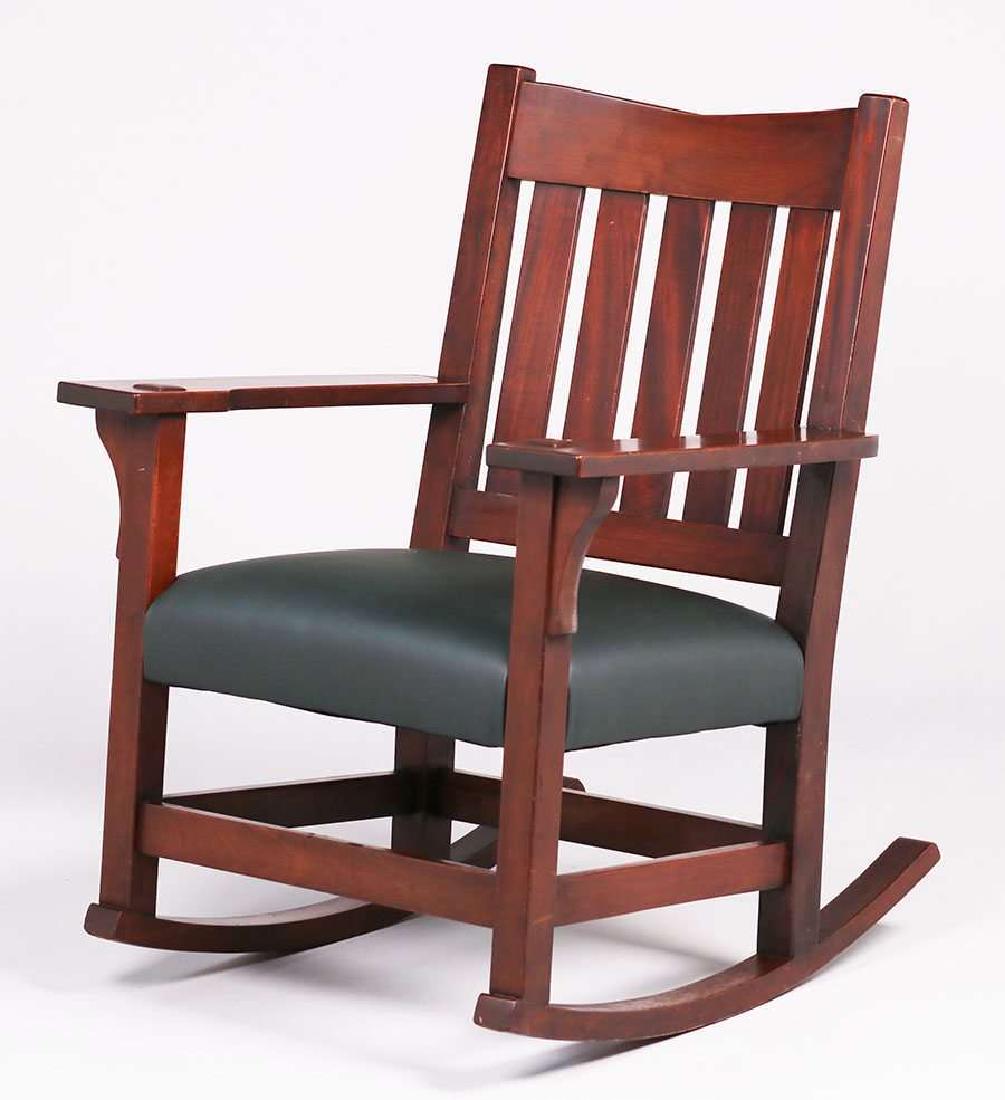Gustav Stickley V-back Mahogany Rocker. (1 of 2)