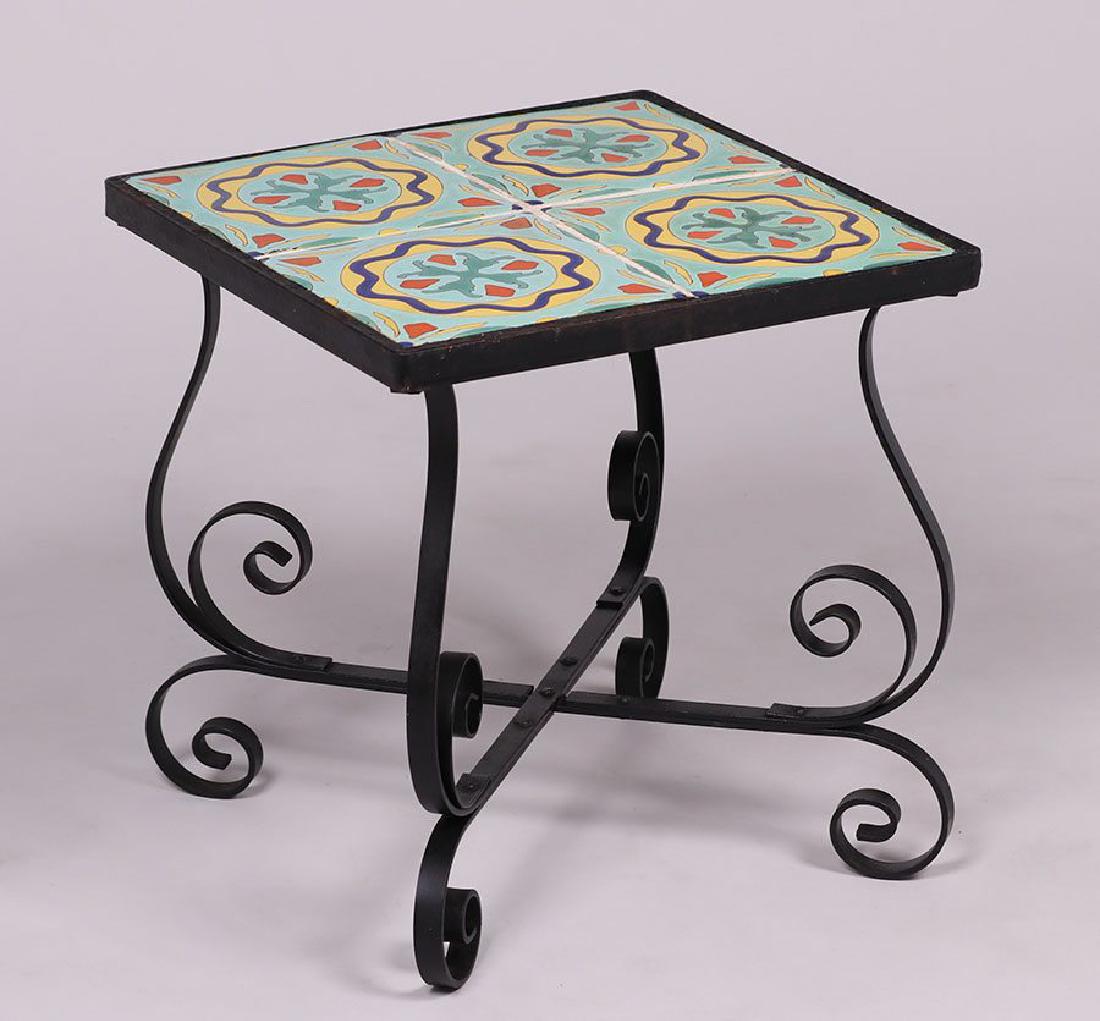Spanish Revival Iron Tile-top Table (1 of 3)