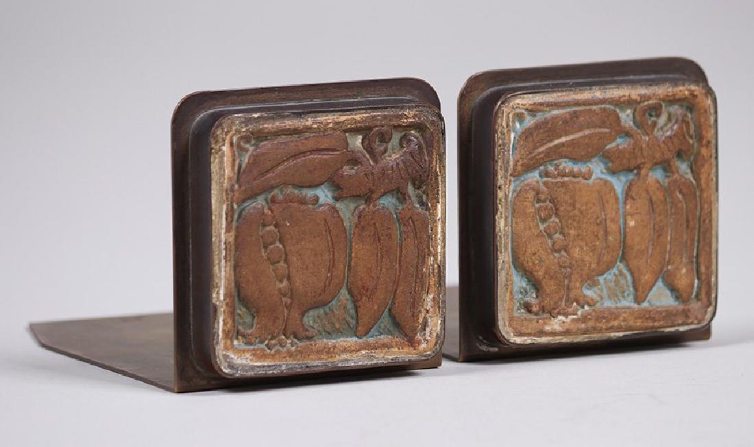 Potter Studio Brass Bookends w/ Inset Batchelder Tiles (1 of 3)