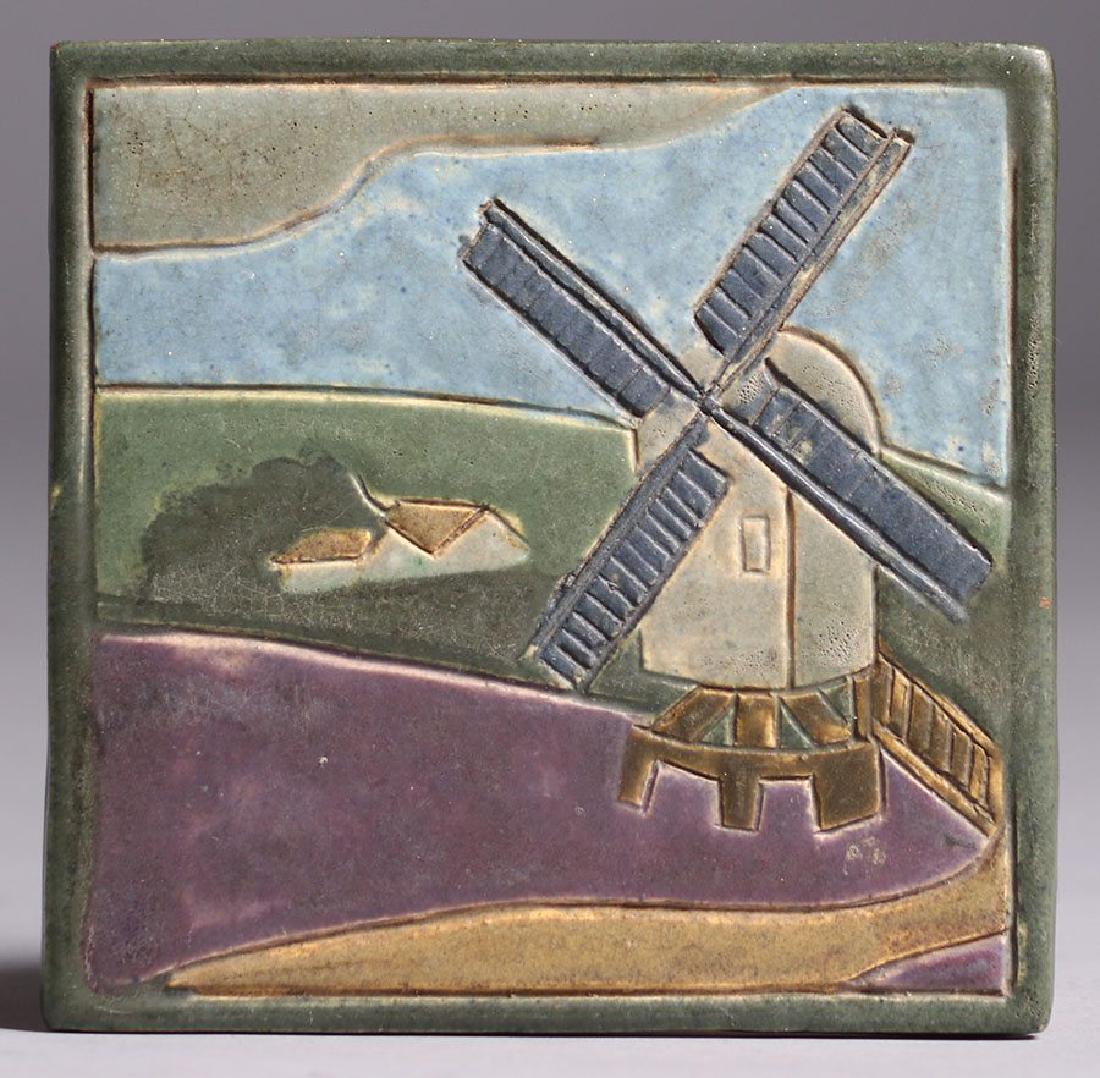 Arts & Crafts Studio Hand-carved Windmill Tile (1 of 3)