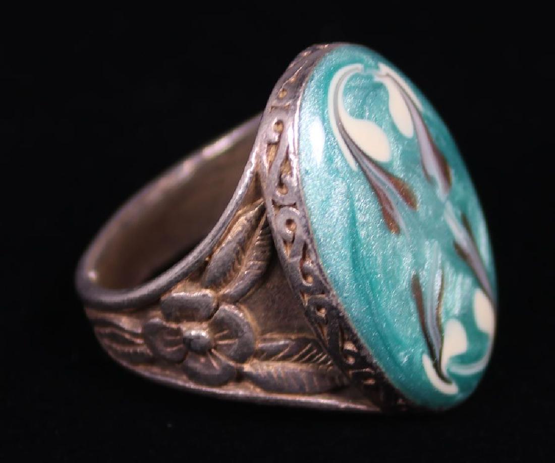 Arts & Crafts Sterling Silver and Enamel Ring (1 of 4)