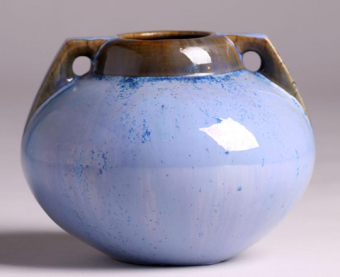 Fulper Pottery Two-handled Blue Crystalline Vase (1 of 4)