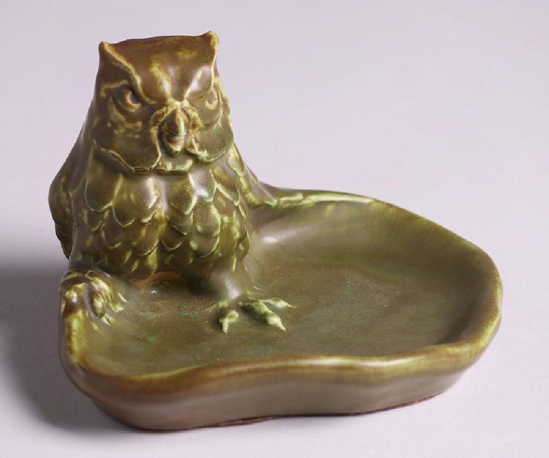 Rookwood Green Figural Owl Tray Dated 1931 (1 of 3)