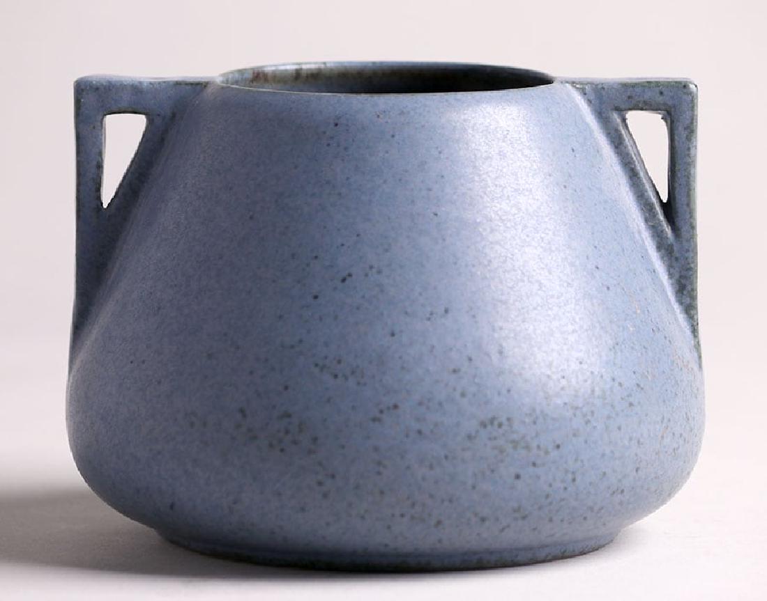 Fulper Pottery Two-Handled Matte Blue Vase (1 of 5)