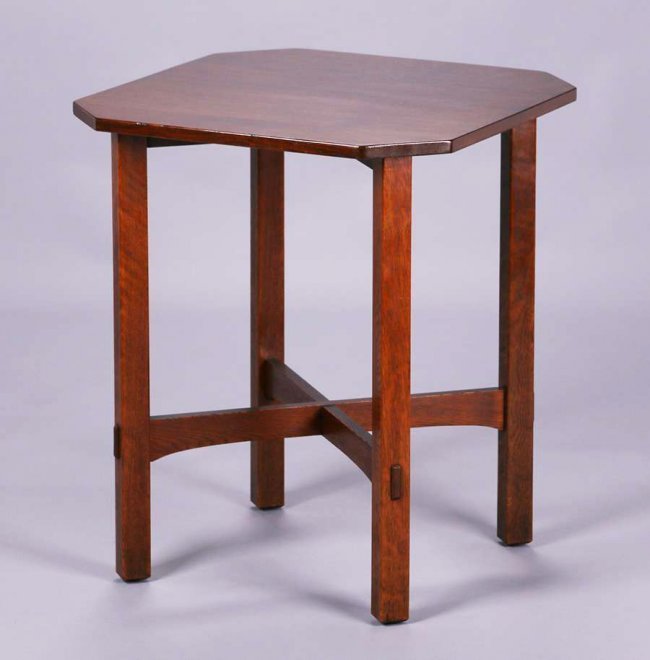 L&JG Stickley 24" Square Clip-Corner Lamp Table c1910 (1 of 2)