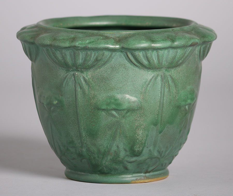 Weller Matte Green Jardiniere w/ Flowers (1 of 4)