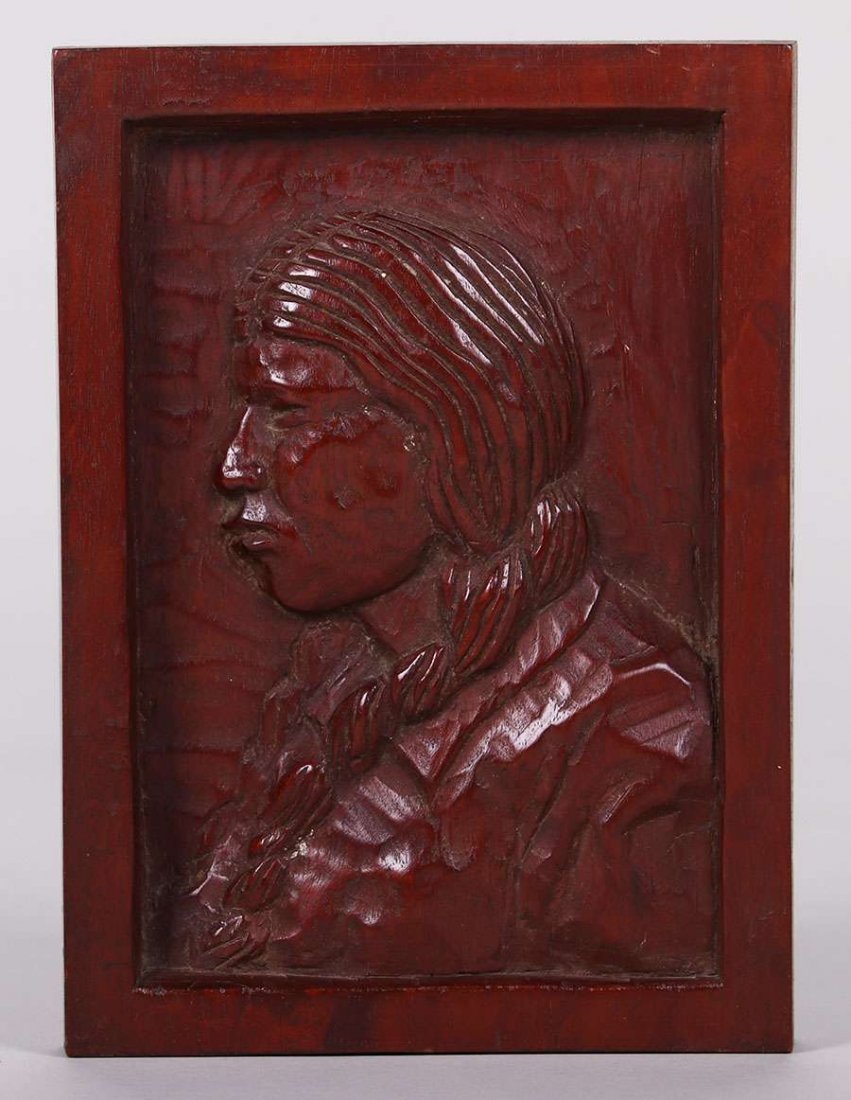 WPA Era Hand-Carved Native American Figural Relief 1930 (1 of 2)