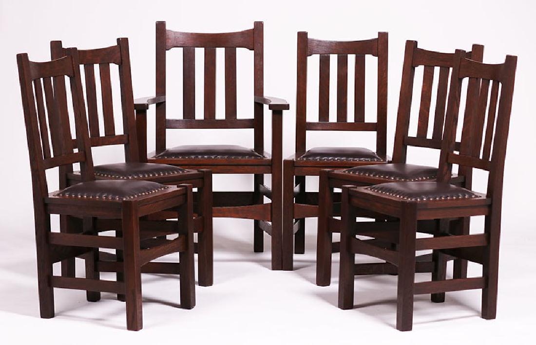 Set of 6 Stickley Brothers #379 1/2 Dining Chairs c1910 (1 of 4)