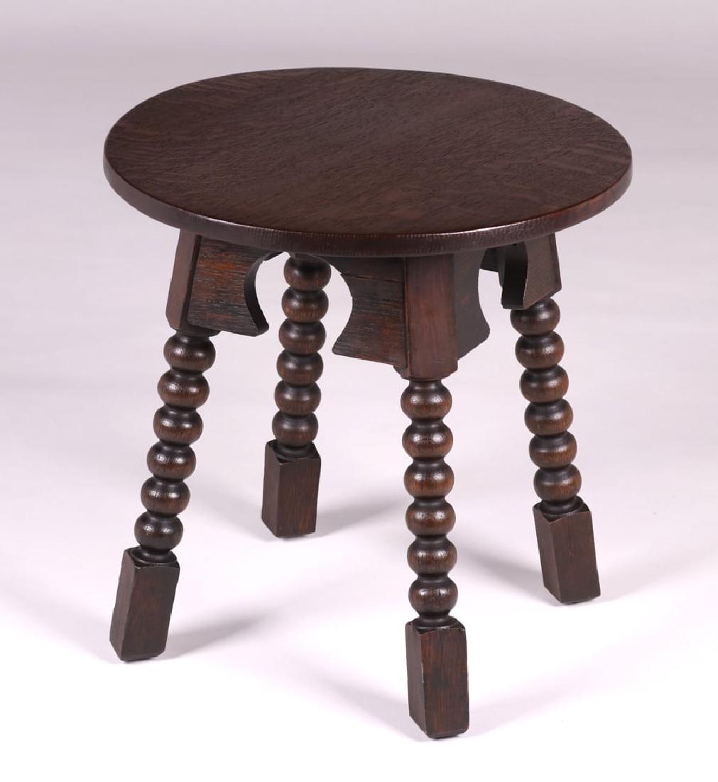 Early Gustav Stickley #16 Club Tabourette c1900: Early Gustav Stickley's #16 Club Tabourette c1900. Unsigned. (All of the pieces from this first year were unsigned). Top perfectly refinished to match original finish base. 18"h x 18"d. Spend $5000 or