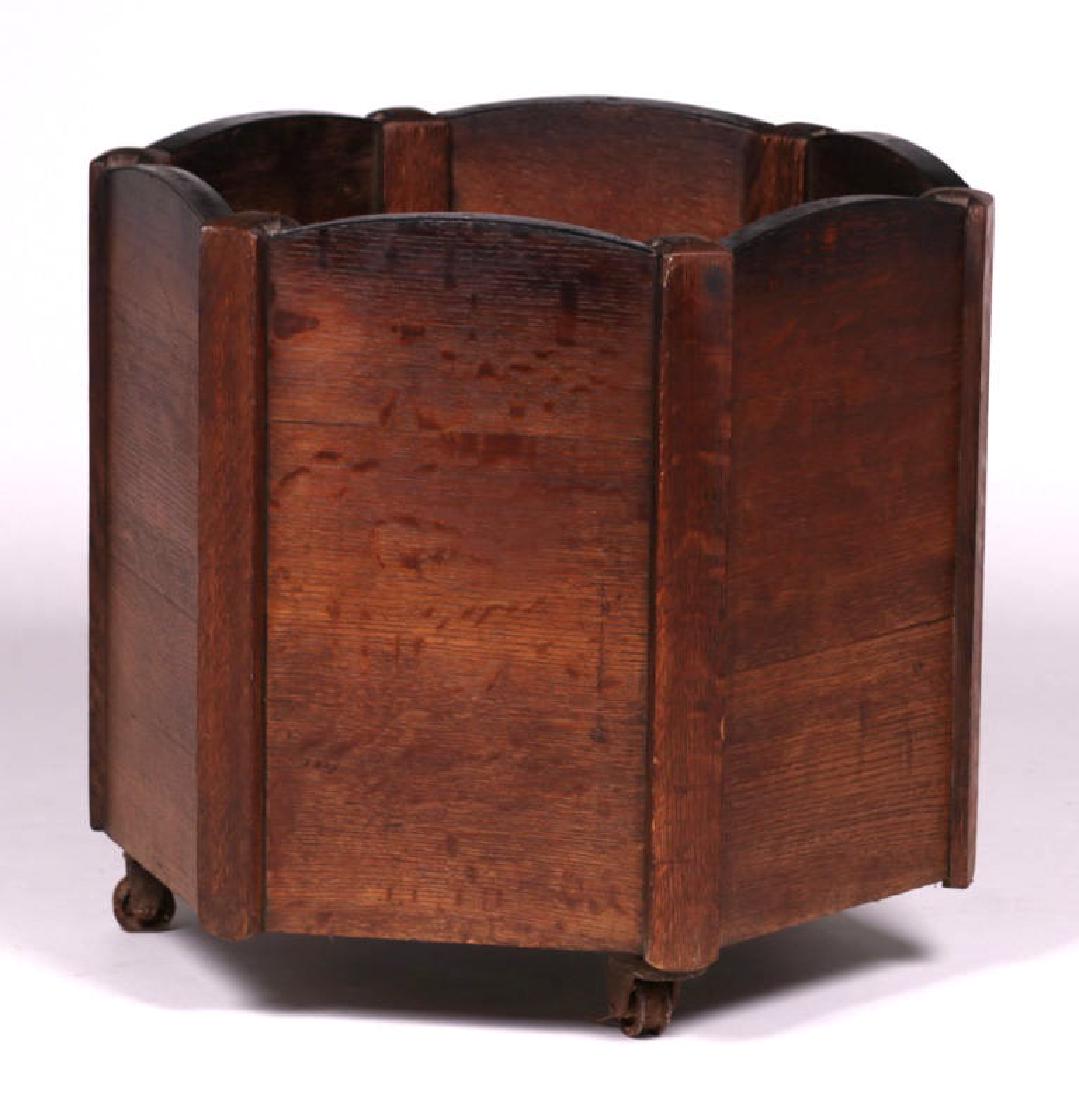 Large Arts & Crafts Oak & Iron Wood Bin Planter c1910 (1 of 2)
