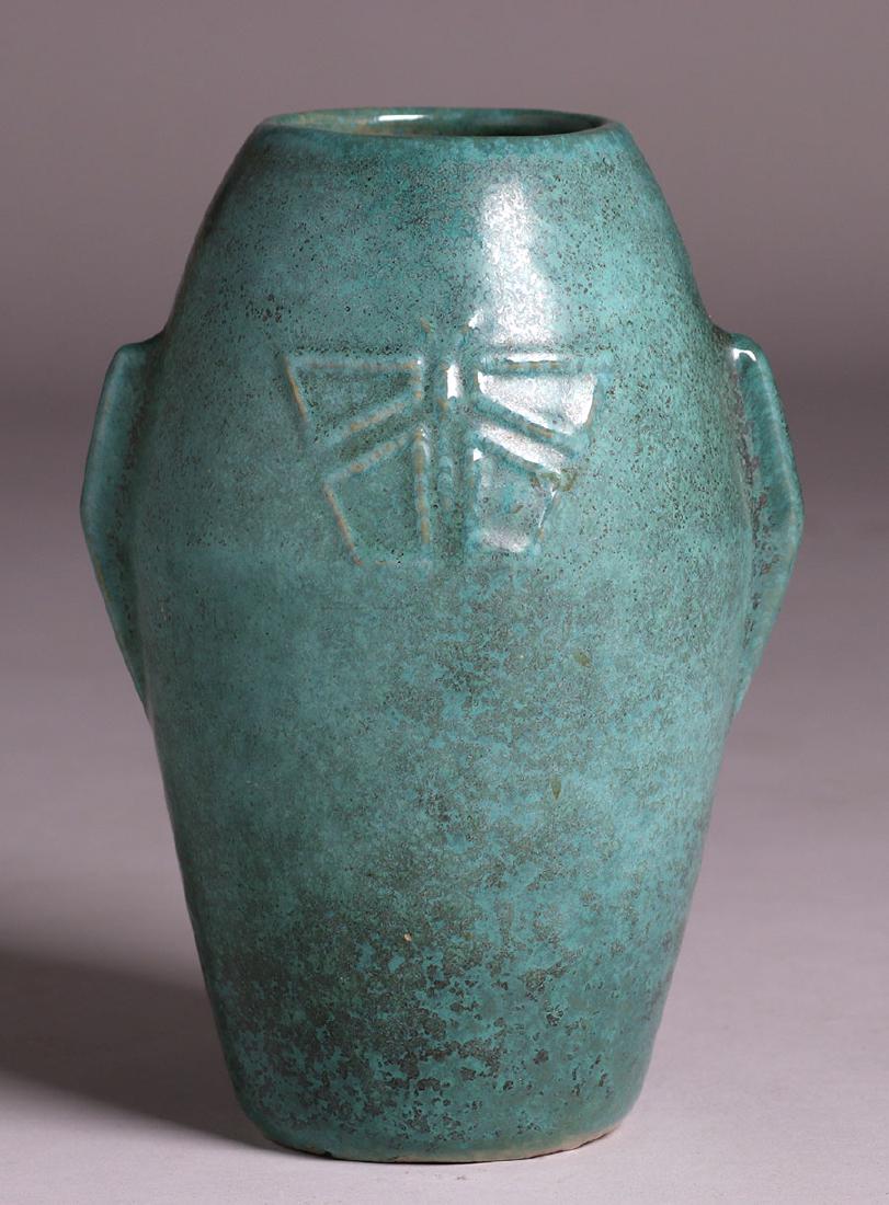 Zanesville Stoneware Dragonfly Vase c1915 (1 of 4)