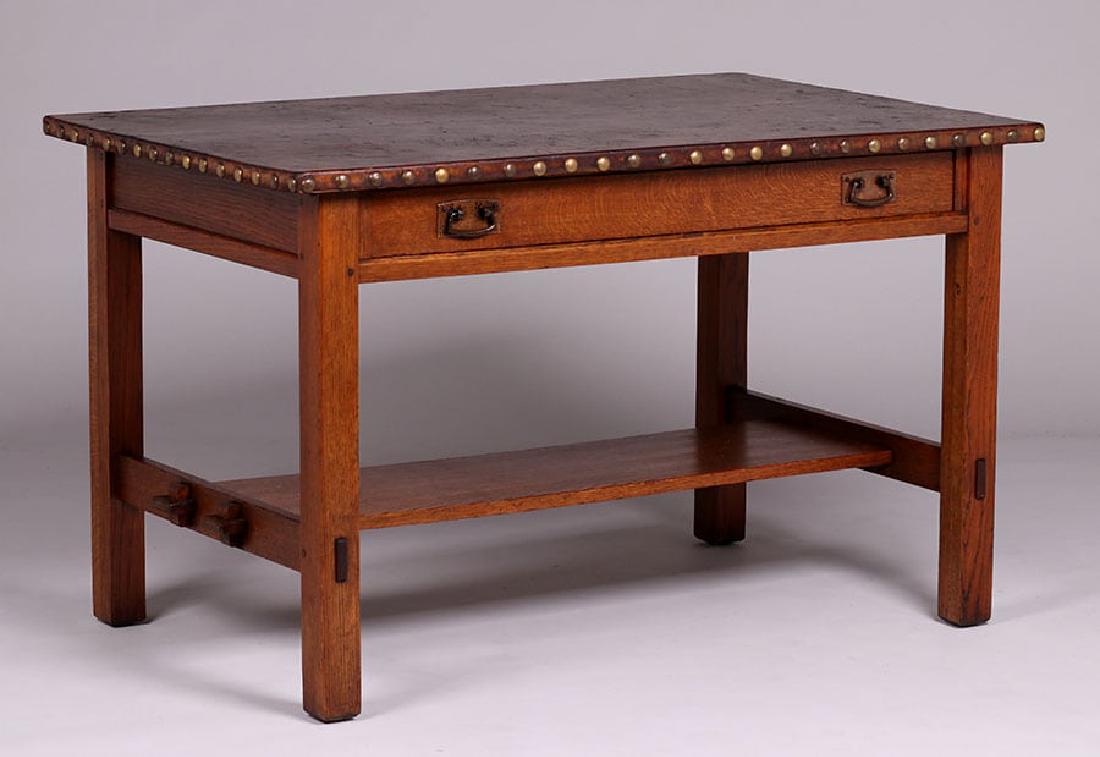 L&JG Stickley Leather-Top Library Table (1 of 3)