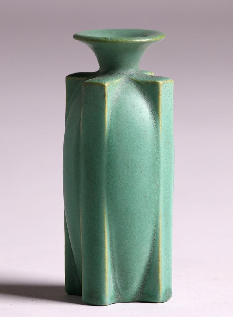 Small Teco Pottery Four-Buttress Flared Matte Green (1 of 4)