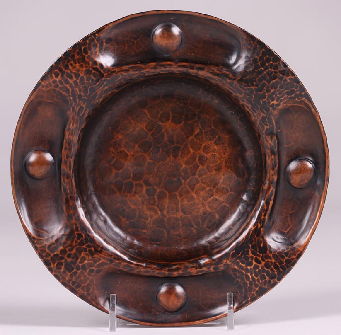 Gustav Stickley Hammered Copper Round Tray (1 of 3)