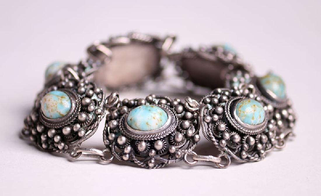 A&C Sterling Silver Chain Link Abalone Bracelet c1910 (1 of 3)