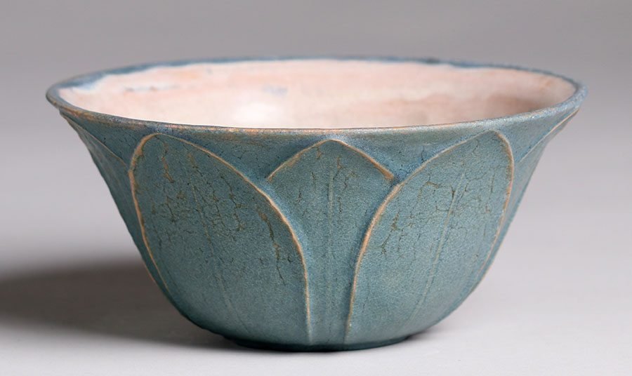 Grueby Pottery Flared Blue Bowl (1 of 3)