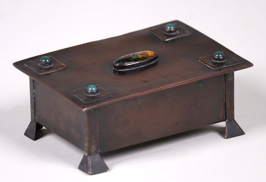 Arts & Crafts Copper Box Inset Cabochons c1905-1910 (1 of 3)