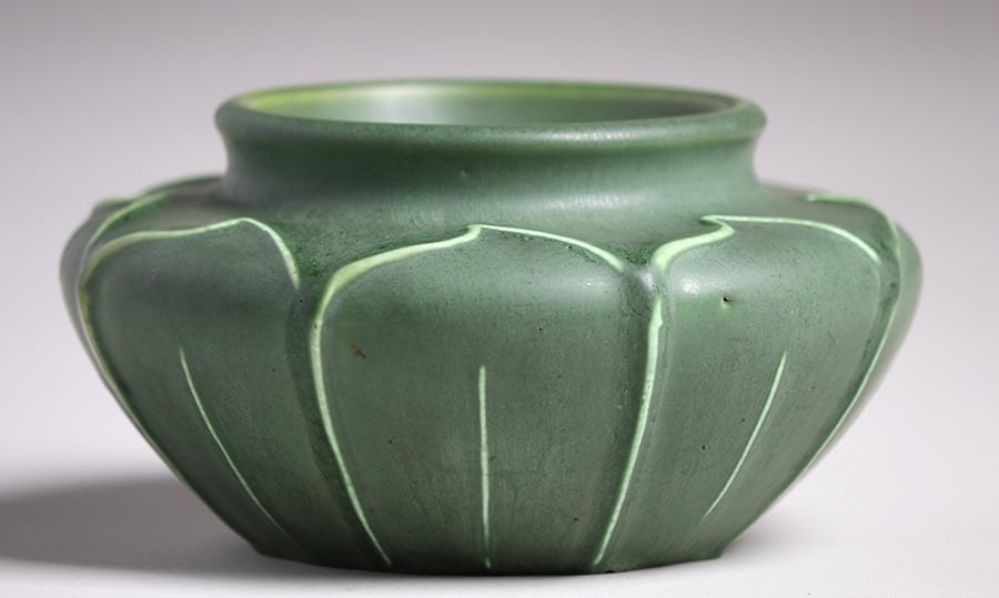 Hampshire Pottery Matte Green Squat Vase (1 of 3)