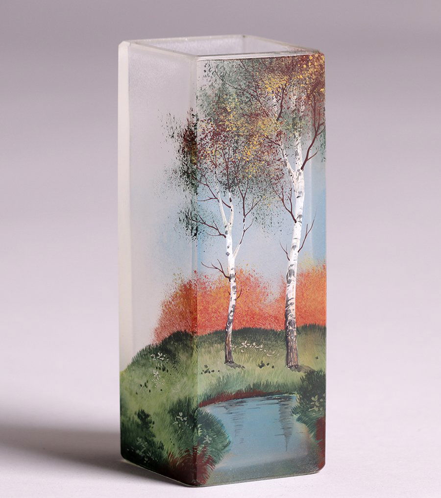 American Square Art Glass Vase c1910 (1 of 4)