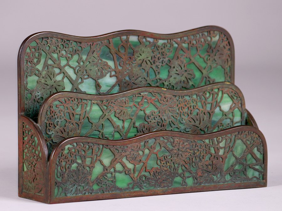 Tiffany Studios Grape Trellis Overlay Letter Rack #1 (1 of 4)