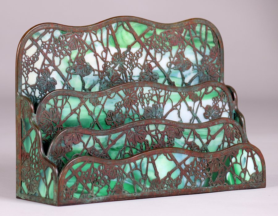Tiffany Studios Large Grape Trellis Overlay Letter Rack (1 of 3)