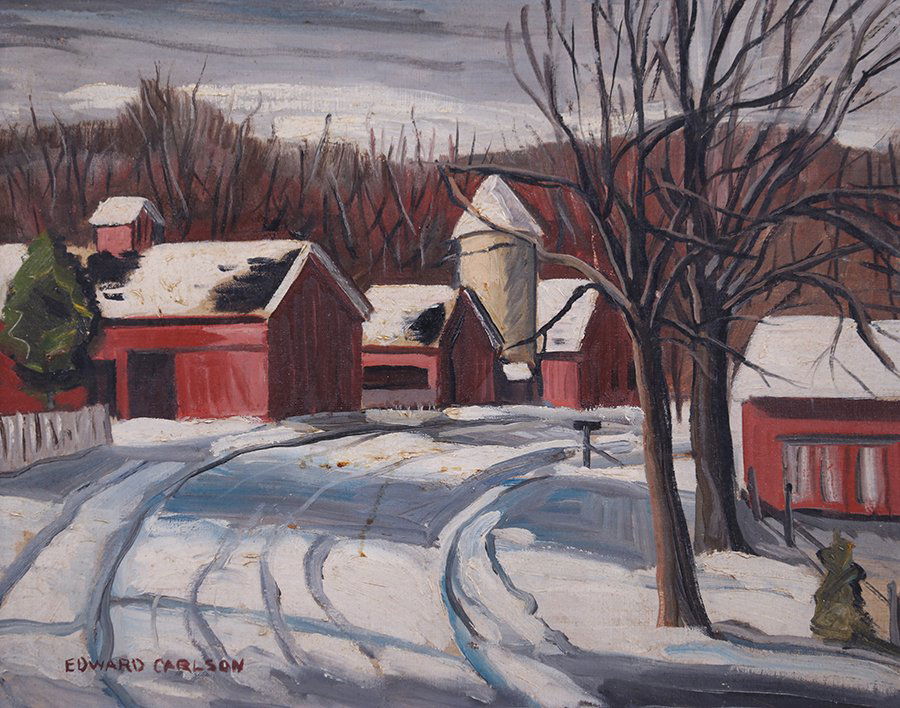 Edward Carlson Chicago Snow Scene Rural Landscape 1920s (1 of 4)