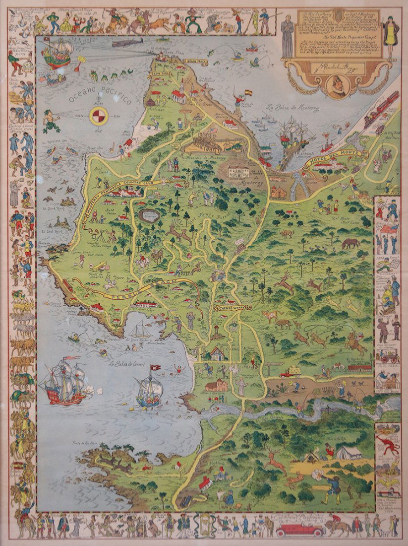 Antique Tourist Map Carmel, CA c1930s (1 of 6)