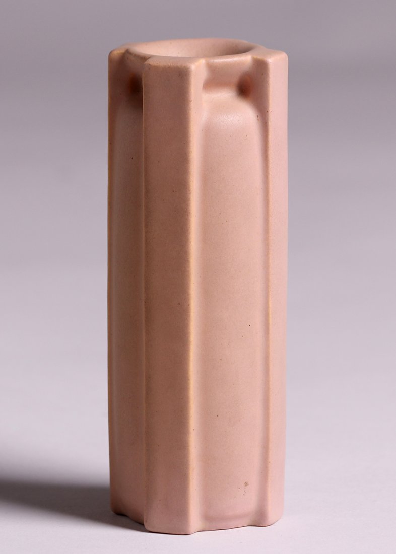 Teco Matte Pink 4-Handled Buttress Vase (1 of 4)