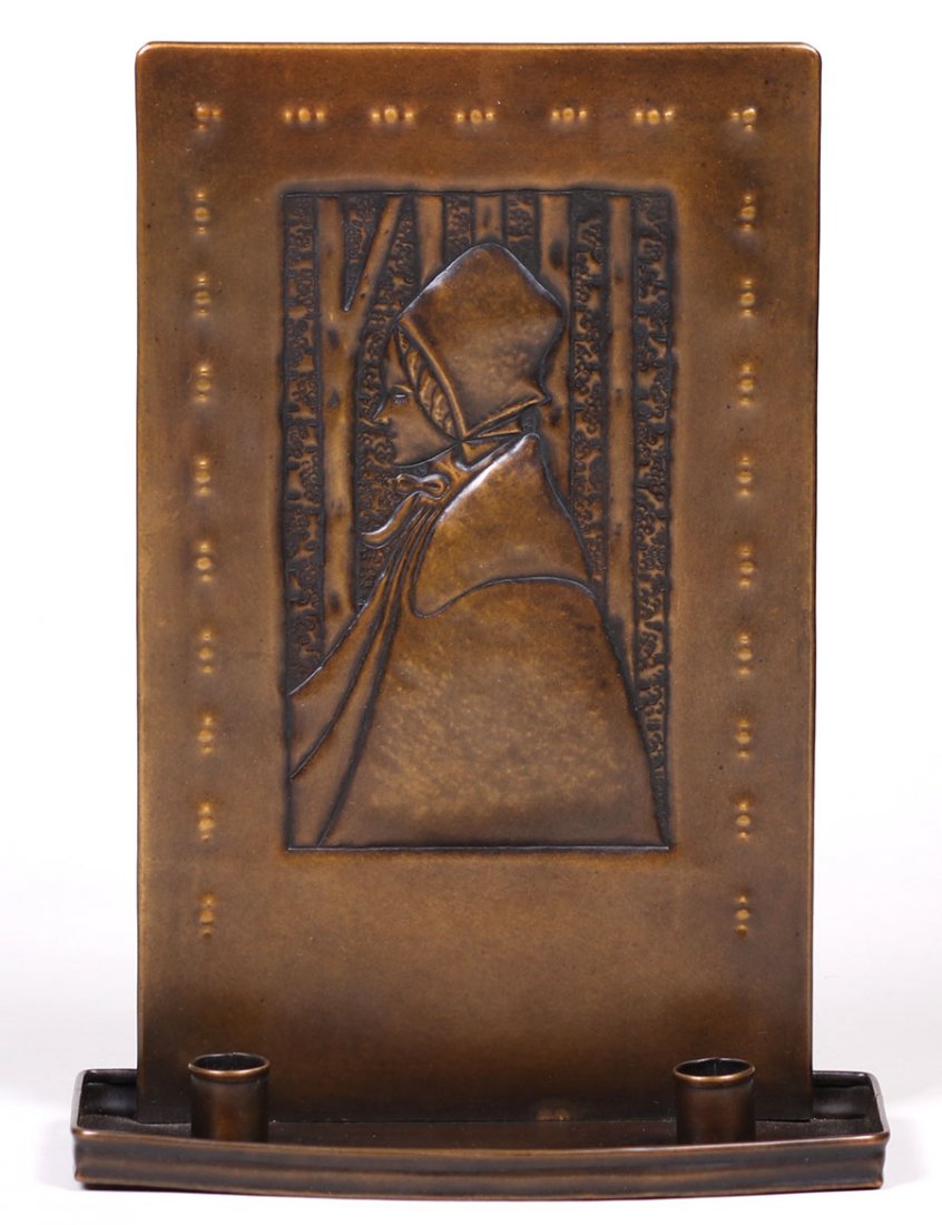 Scottish A&C Hammered Brass Double Candle Sconce (1 of 5)