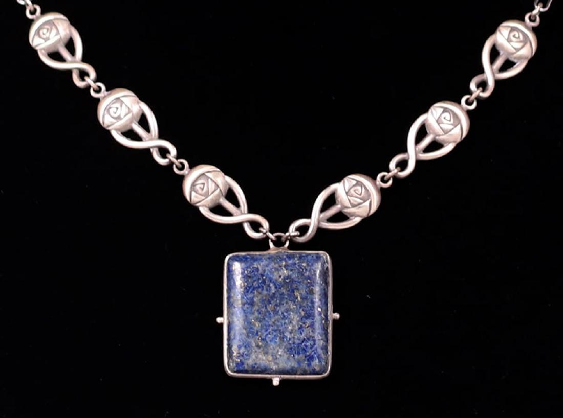 Scottish Arts & Crafts Sterling Silver & Lapis Pendant (1 of 2)