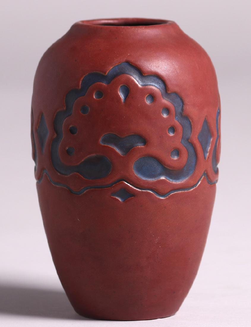 Rare California Faience Two-Color Oak Tree Vase (1 of 3)