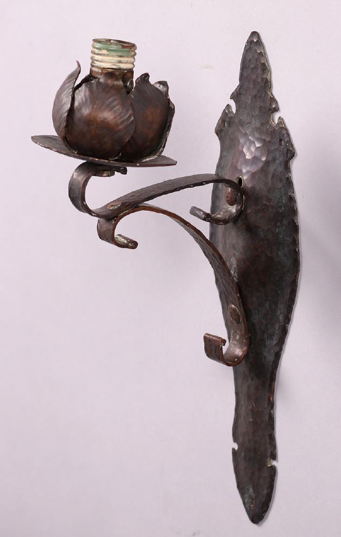 Arts & Crafts Hammered Copper Floral Form Electrified (1 of 1)