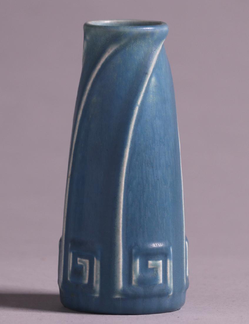 Rookwood Matte Blue Greek Key Vase 1926 (1 of 3)