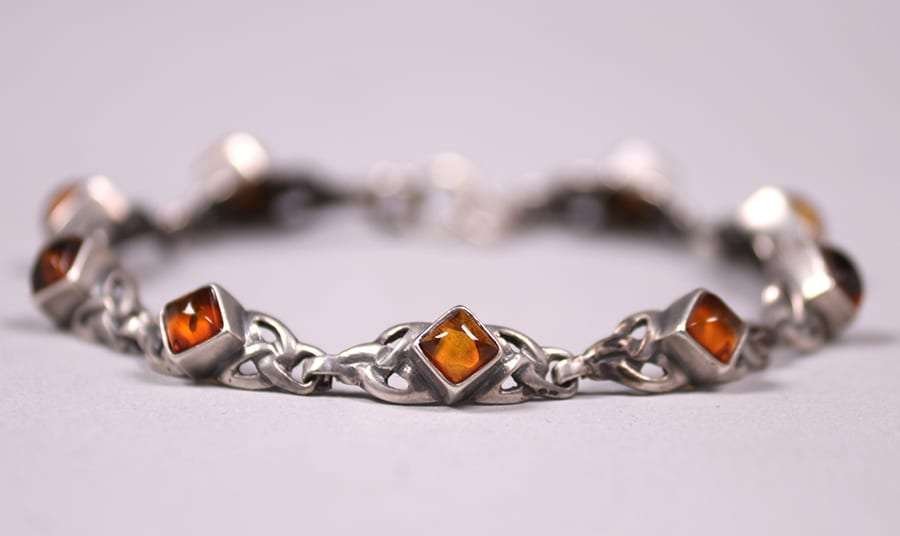 Scottish A&C Silver Celtic Citrine Bracelet c1910 (1 of 3)