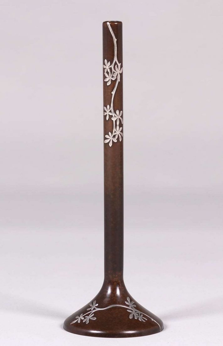 Heintz Sterling on Bronze Stem Vase (1 of 2)